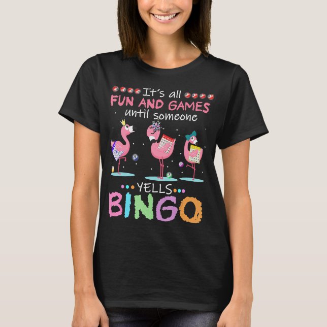 Rosa Flamingo Bingo Funny Gift Art T Shirt (Framsida)
