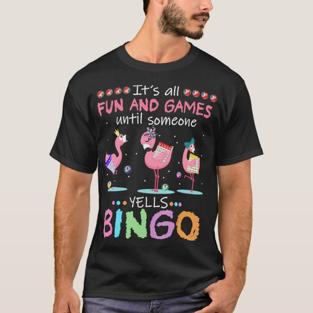 Rosa Flamingo Bingo Funny Gift Art T Shirt (Framsida)