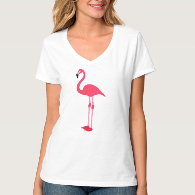 Rosa Flamingo Bird-64305 T Shirt (Framsida)