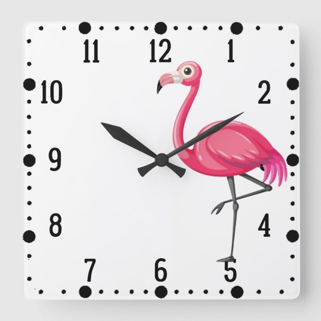 Rosa Flamingo Bird-89686 Fyrkantig Klocka (Framsida)