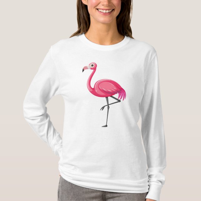 Rosa Flamingo Bird-89686 T Shirt (Framsida)
