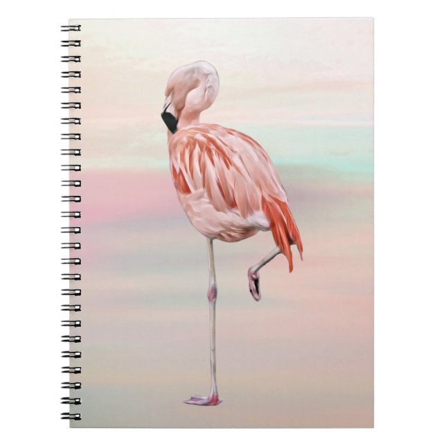 Rosa Flamingo Bird Art Journal bärbar dator Anteckningsbok (Framsidan)