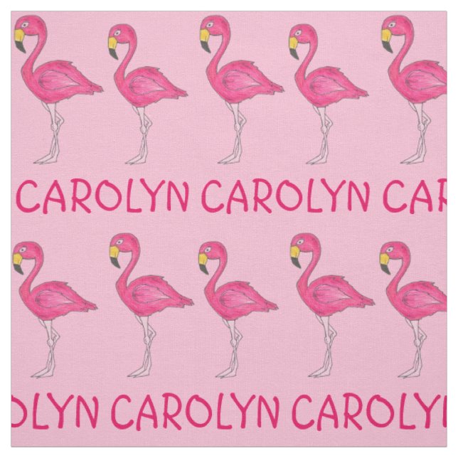 Rosa Flamingo Bird Flamingos Personlig Namn Fab Tyg (Provkarta)