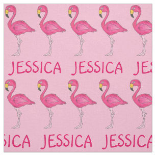 Rosa Flamingo Bird Flamingos Personlig Namn Tyg