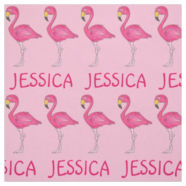 Rosa Flamingo Bird Flamingos Personlig Namn Tyg (Provkarta)