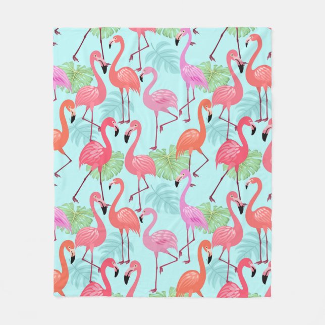 Rosa Flamingo Bird Fleece Blanket Gift (Framsidan)