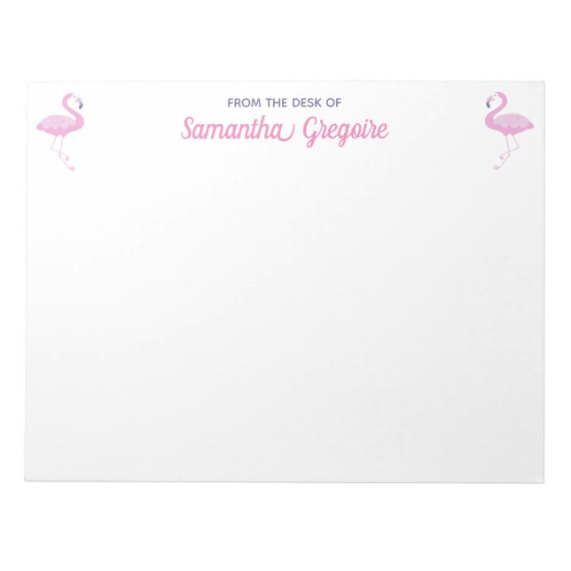 Rosa Flamingo Bird från skrivbordet Anteckningsblock (Framsida)