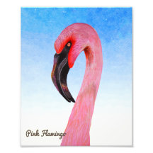 Rosa Flamingo Bird Gouache Watercolor Painting