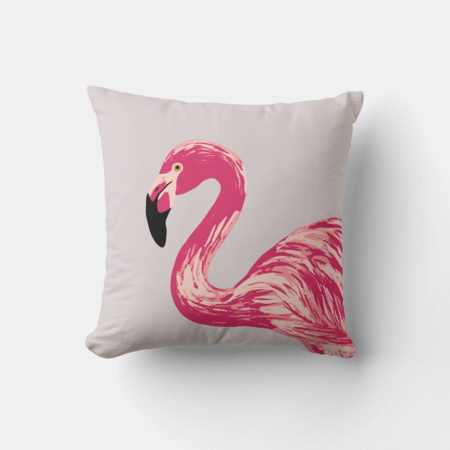 Rosa Flamingo Bird Illustration Dekorativ kudde (Framsida)