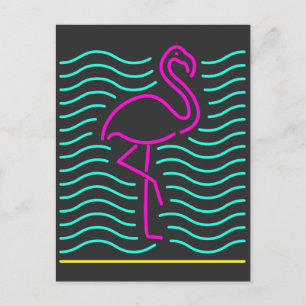Rosa Flamingo Bird T-shirt Neon Zoo Animal Gift Vykort