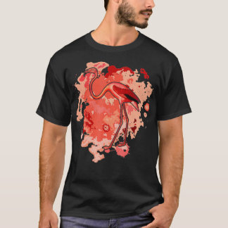 Rosa Flamingo Bird Watercolor Artwork T Shirt