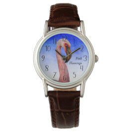 Rosa Flamingo Bird Watercolor Painting Poster Armbandsur