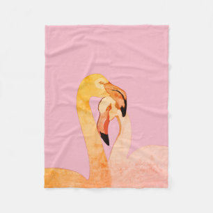 Rosa Flamingo Birds Fleece Blanket
