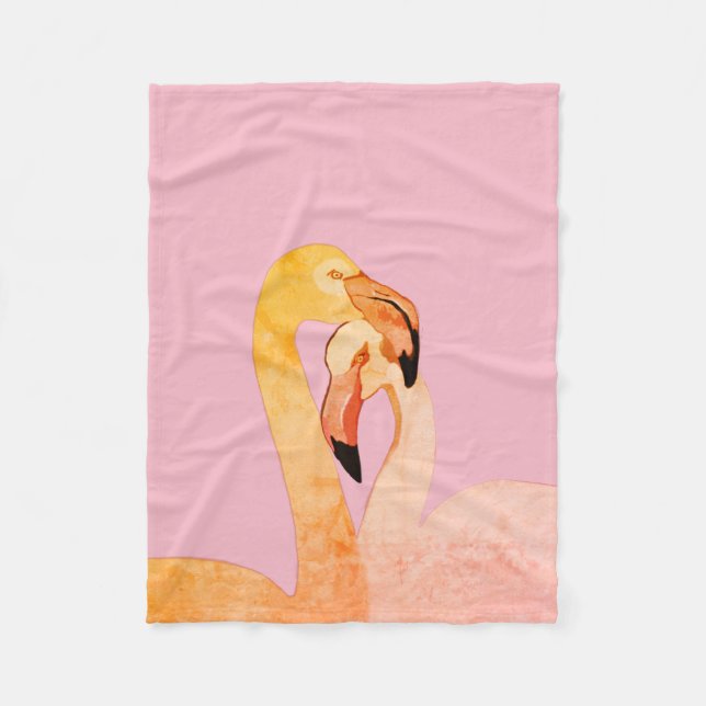 Rosa Flamingo Birds Fleece Blanket (Framsidan)