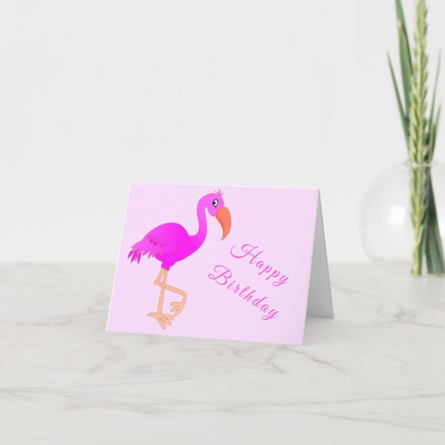 Rosa Flamingo Birthday Card - Anpassade Kort (Framsida)