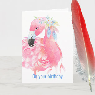 Rosa Flamingo Birthday Greeting Card Kort