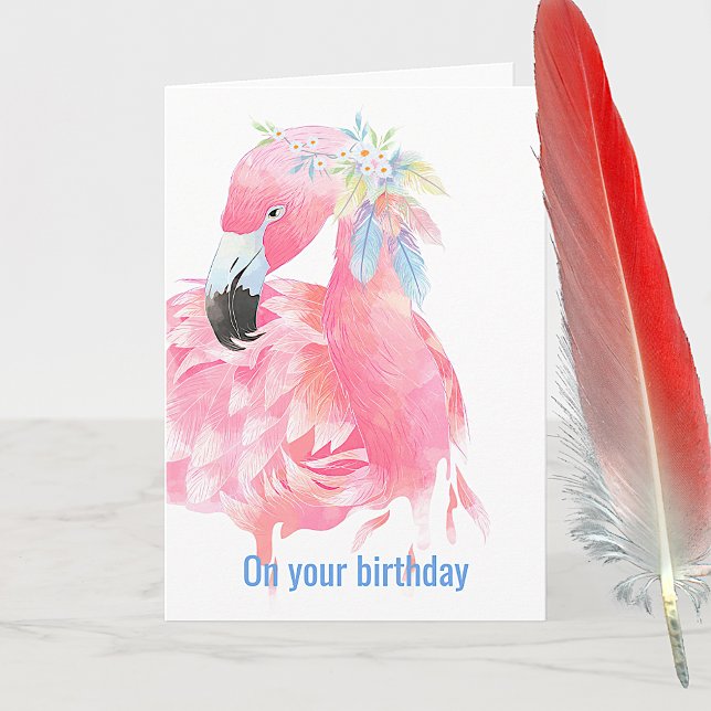 Rosa Flamingo Birthday Greeting Card Kort (Skapare uppladdad)