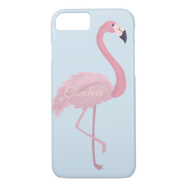 Rosa Flamingo, blå Personlig Case-Mate iPhone Skal (Baksida)
