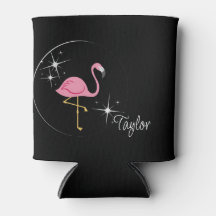 Rosa Flamingo Black Can Cooler