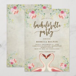 rosa flamingo blommigt bachelorett-gruppinbjudan inbjudningar