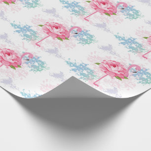 Rosa flamingo Blommigt design Presentpapper