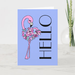 Rosa Flamingo Blommigt Greeting Card (tomt invändi Kort