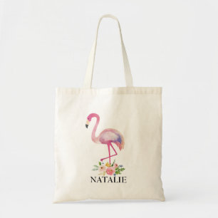 Rosa Flamingo Blommigt Kids Girl Personlig Gift Tygkasse