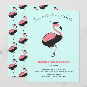 Rosa Flamingo Blue Animal Studenten Inbjudningar