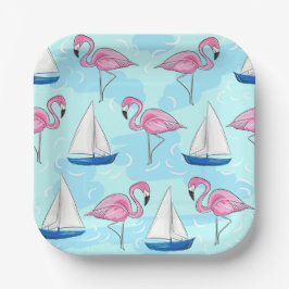 Rosa Flamingo Blue Sailboat Preppy