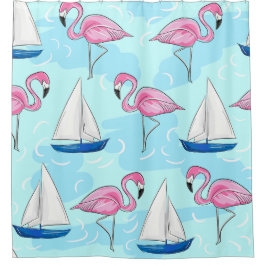 Rosa Flamingo Blue Sailboat Preppy