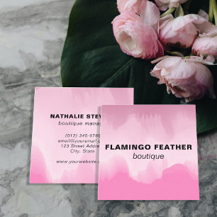 Rosa Flamingo Boutique - modern konstgjord vattenf Fyrkantigt Visitkort