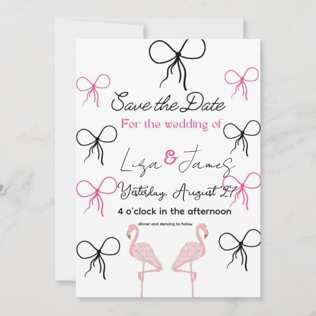 Rosa Flamingo bröllop Herr och Fru  Inbjudningar (Framsida)