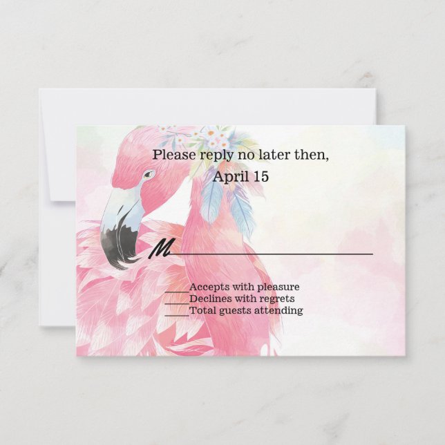Rosa Flamingo Bröllop OSA Card (Framsida)