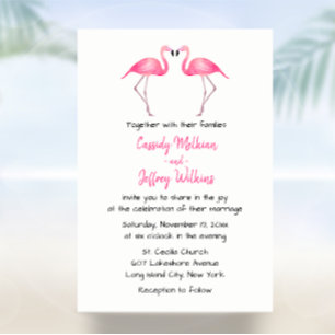 Rosa Flamingo Bröllop Tropical Summer Beach Inbjudningar