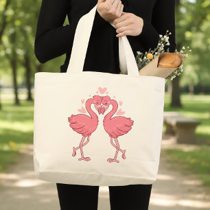 Rosa Flamingo Bröllop Tropisk Hawaiiansk Luau Stra Jumbo Tygkasse