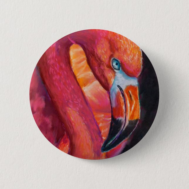 Rosa Flamingo Button Pin Knapp (Framsida)