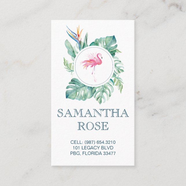 Rosa Flamingo Coastal Mamma Card Visitkort (Framsida)