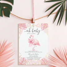 Rosa Flamingo Coquette Tropical Girl Baby Shower