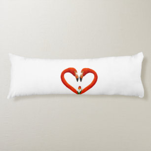 Rosa Flamingo Couple on White Kroppskudde