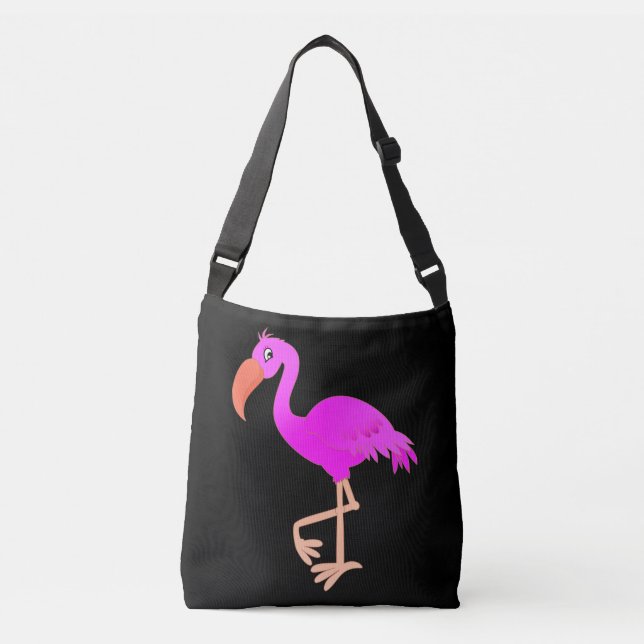 Rosa Flamingo Crossbody Bag Anpassningsbar Färg Axelväska (Framsida)