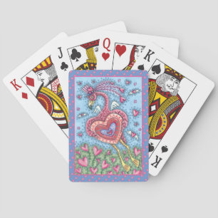 ROSA FLAMINGO CUPID OCH FLYGHJÄRTOR VALENTINE CASINOKORT