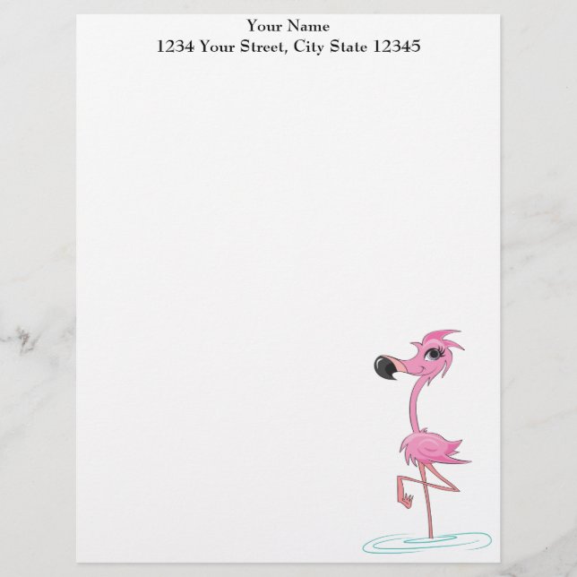 Rosa Flamingo Customized letterhead Brevhuvud (Framsida)