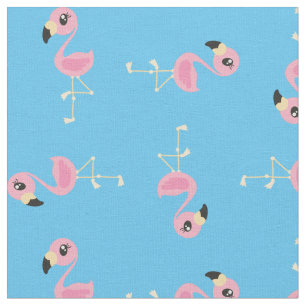 Rosa Flamingo Cute Tropical Print Fabric Kids Tyg