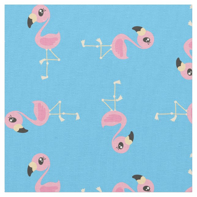 Rosa Flamingo Cute Tropical Print Fabric Kids Tyg (Närbild)