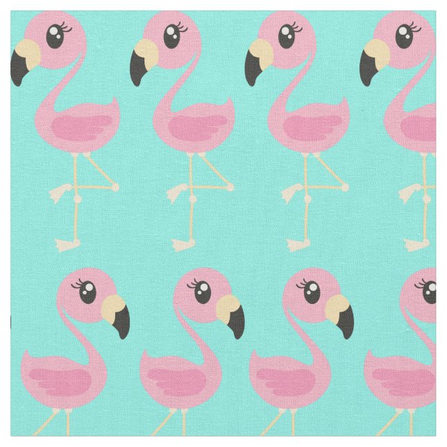 Rosa Flamingo Cute Tropical Print Fabric Kids Tyg (Närbild)