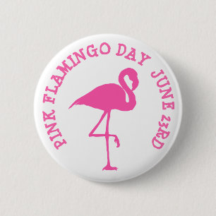 ROSA FLAMINGO DAG JUNI 23RD BUTTON KNAPP