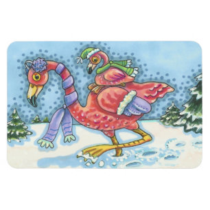 ROSA FLAMINGO DEEP SNÖ CHRISTMAS MAGNET Rectangle