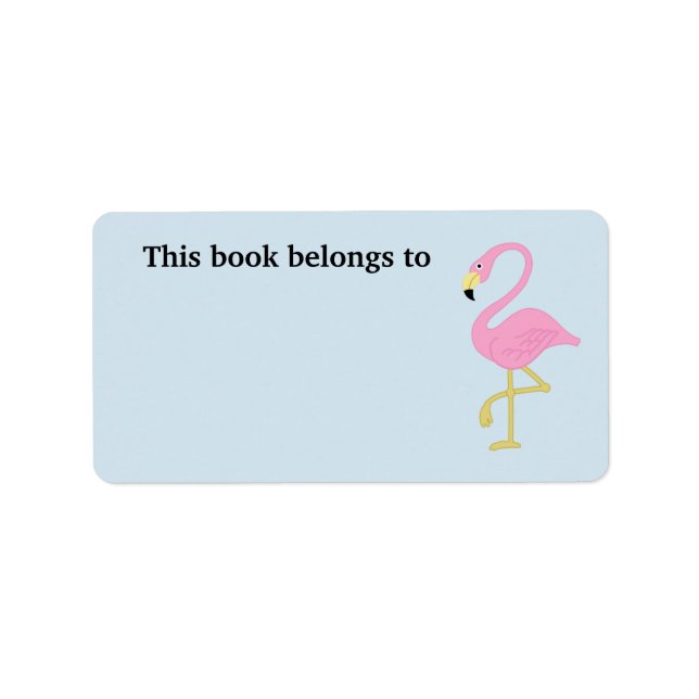 Rosa Flamingo Denna Bok Tillhör Adressetikett (Framsidan)
