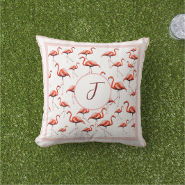 Rosa Flamingo Design Anpassningsbar Family Monogra Kudde
