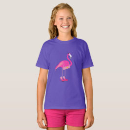 Rosa Flamingo Design - Girls grundläggande T-Shirt